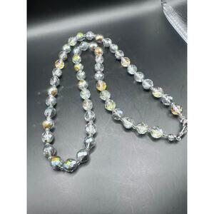 Beautiful 1950s Aurora Borealis Crystal Necklace Vintage Heavy
